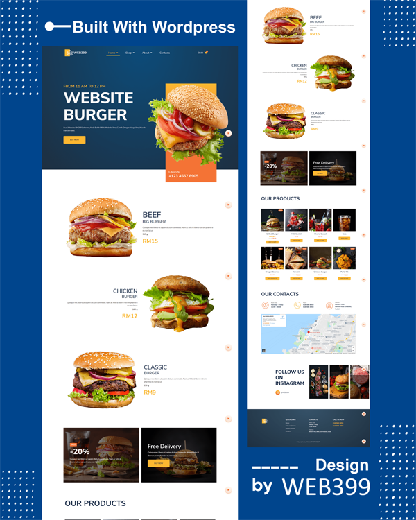 Sample burger restaurant website design in malaysia