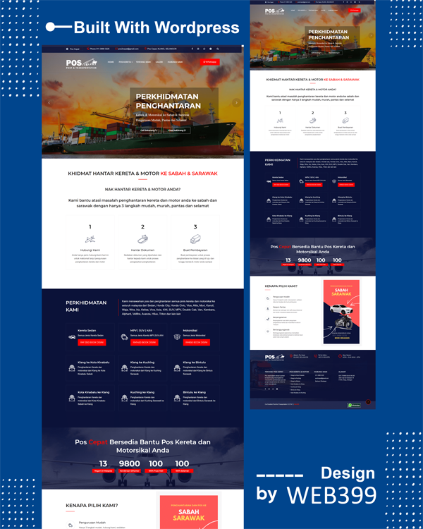 Sample car transport service website design in malaysia